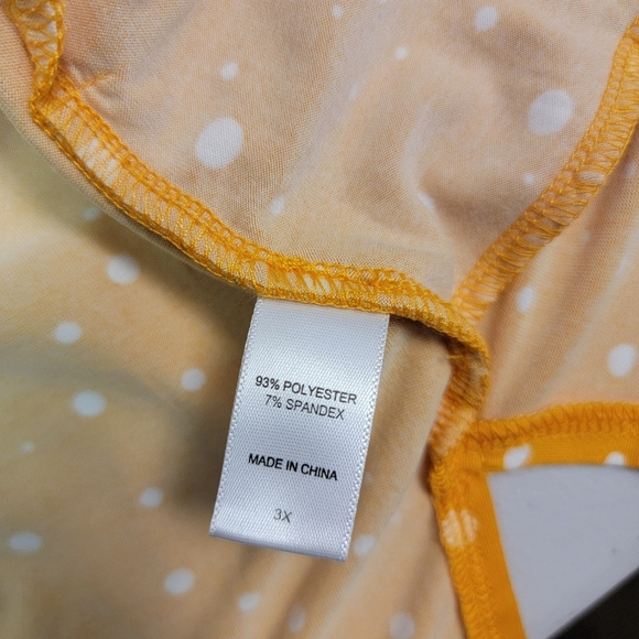 Comfort Code 3/4 Sleeve Open Cardigan Yellow White Dots Sunflower Plus 3X - Picture 4 of 4